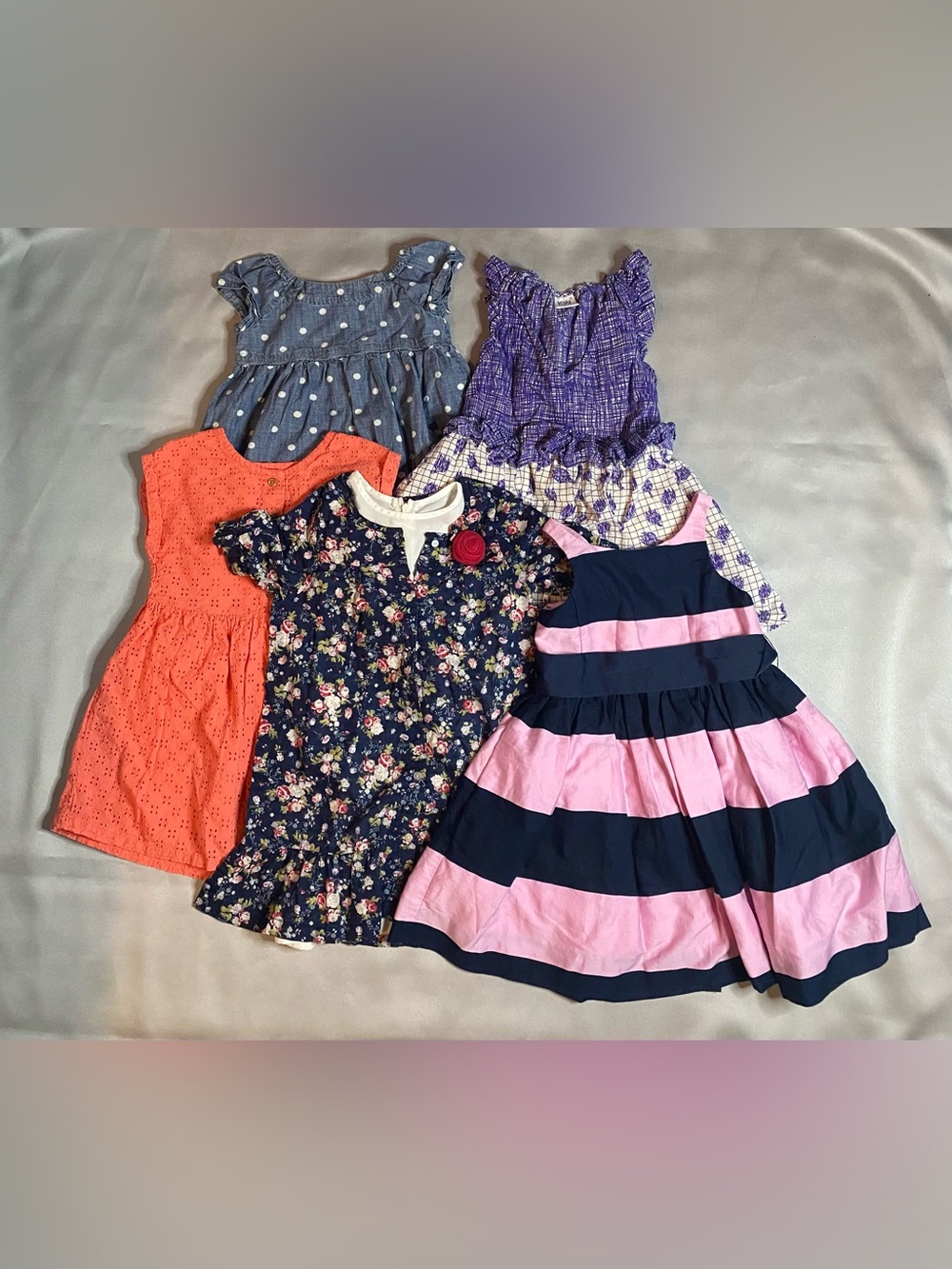 Girl's Size 4 4t Lot Of 5 Spring Summer Dresses Sleeveless Shirt Sleeve READ